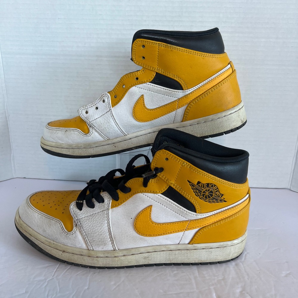 Nike Air Jordan 1 Mid University Gold White Black 554724-170 Mens Size 10